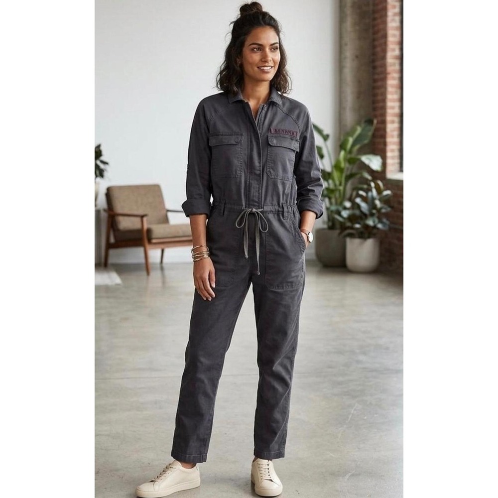 Banana Republic Womens Gray Utility Flight Suit Jumpsuit Drawstring Waist Size 2